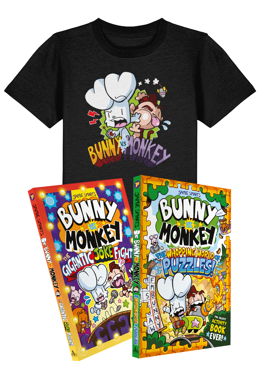 Bunny vs Monkey jokes and puzzles t-shirt bundle