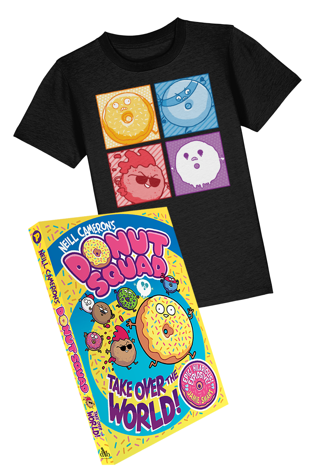 Donut Squad Pop Art book and t-shirt bundle (book 1)
