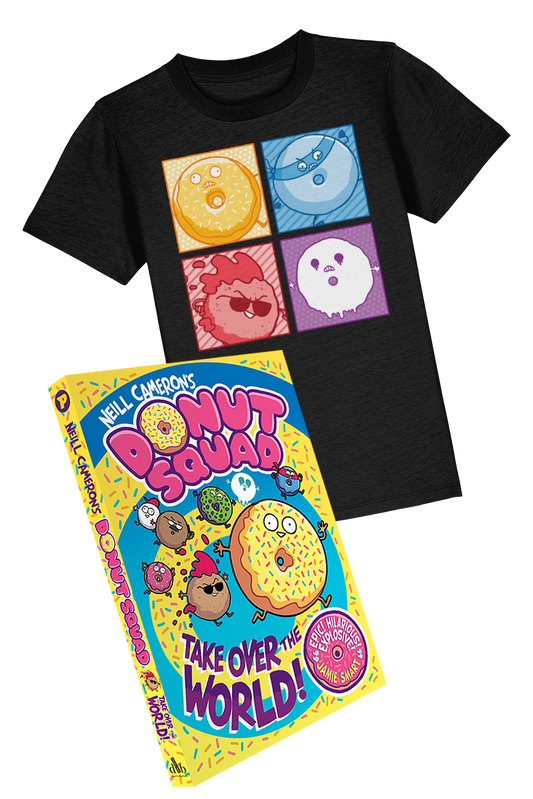 Donut Squad Pop Art book and t-shirt bundle (book 1)