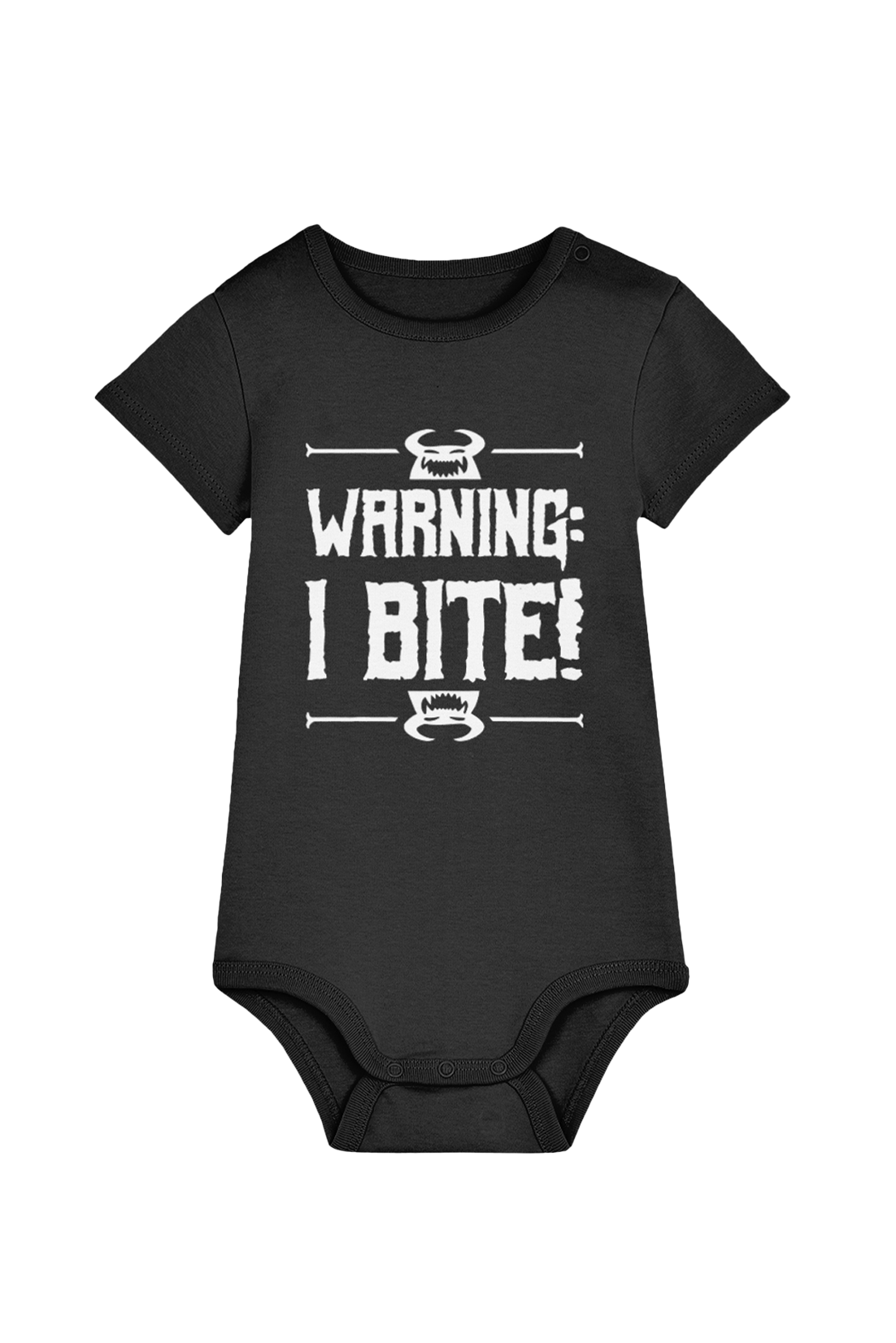 Know Your Monsters "Warning: I Bite!" baby bodysuit