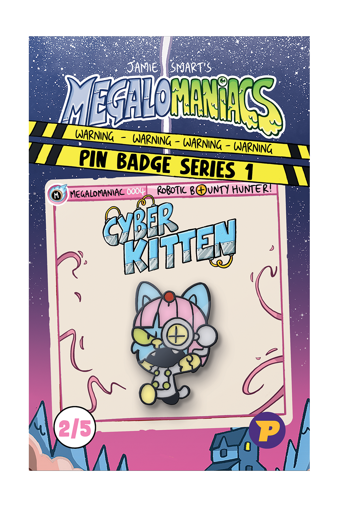 Megalomaniacs Cyber Kitty pin badge