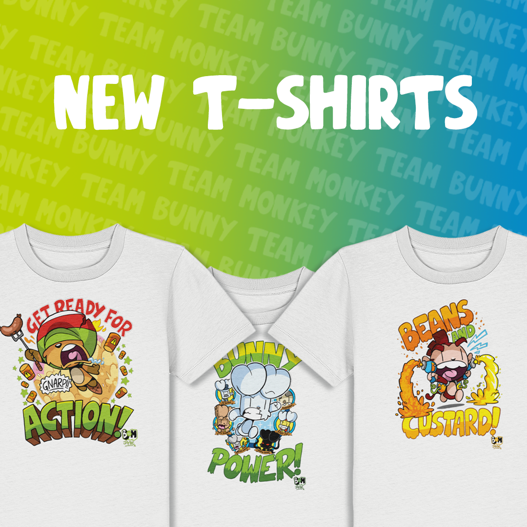 Bunny vs Monkey t-shirts