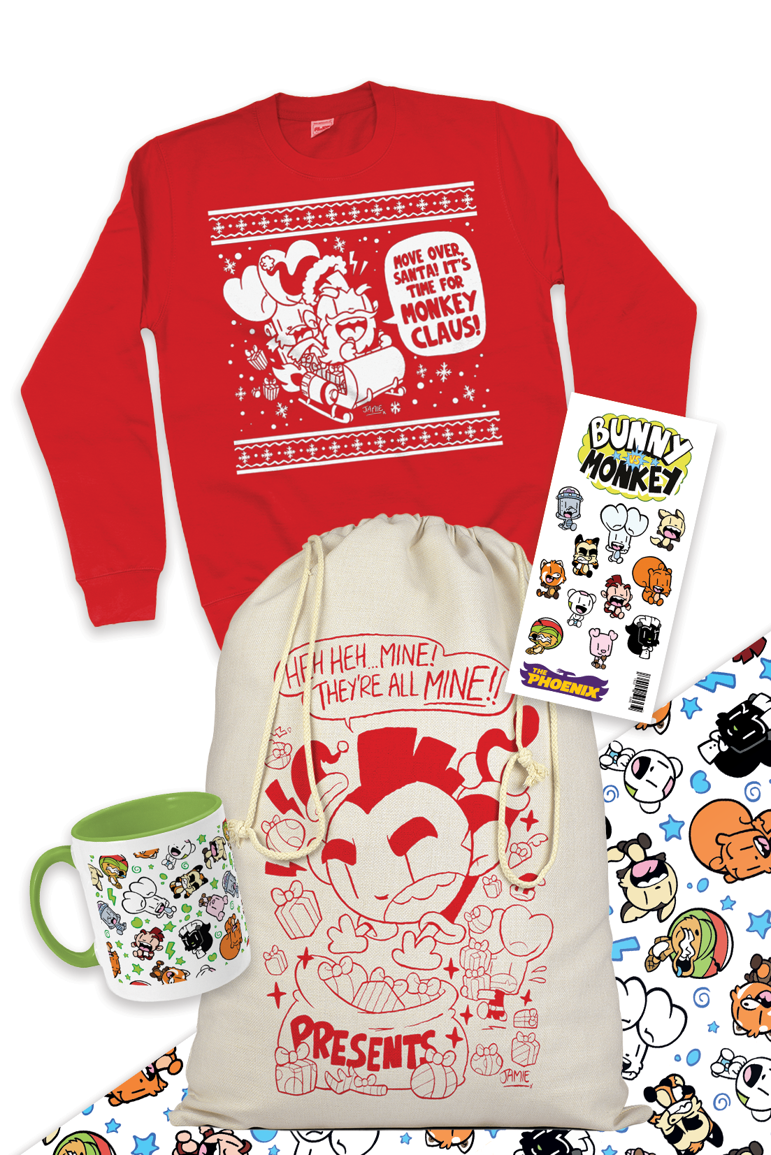 Bunny vs Monkey Christmas sack gift bundle