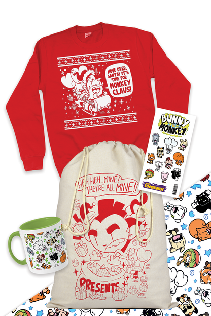 Bunny vs Monkey Christmas sack gift bundle