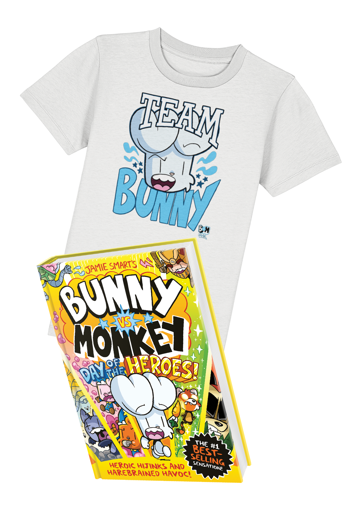 Bunny vs Monkey Team Bunny book and t-shirt bundle