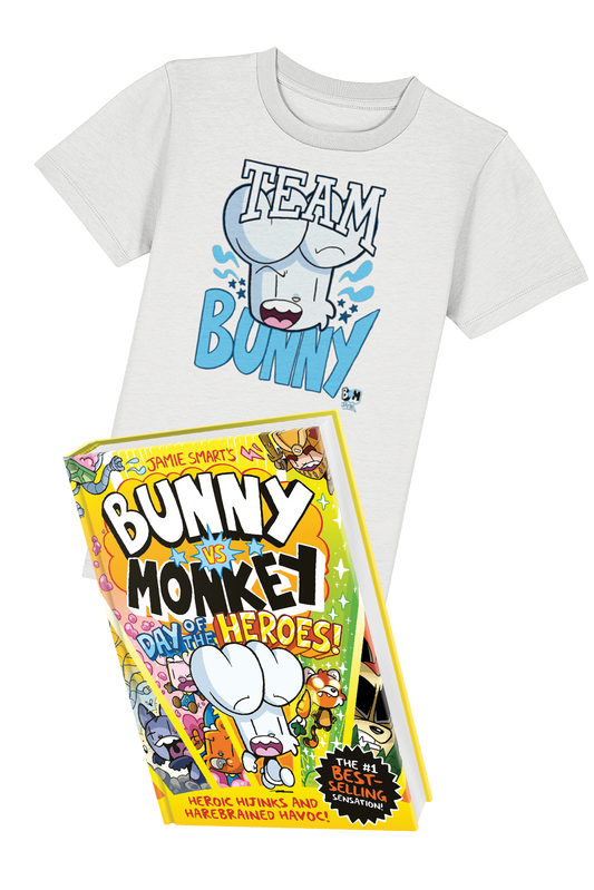 Bunny vs Monkey Team Bunny book and t-shirt bundle