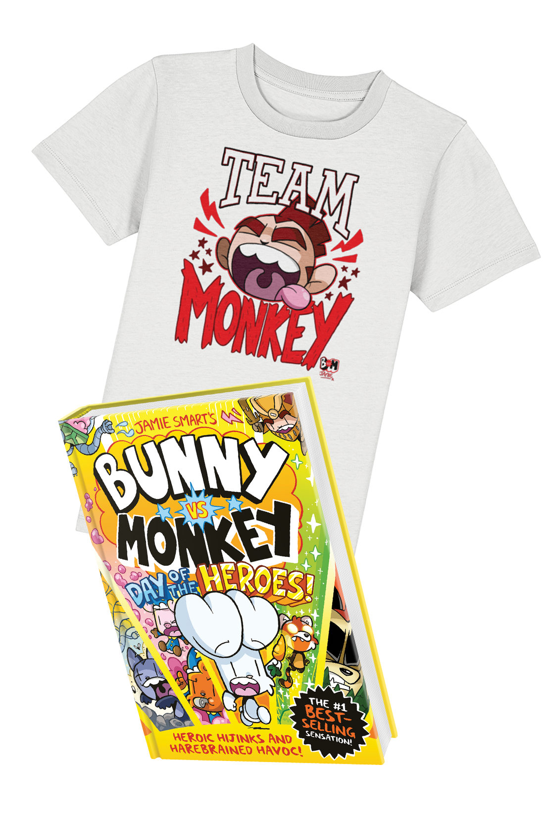 Bunny vs Monkey Team Monkey book and t-shirt bundle