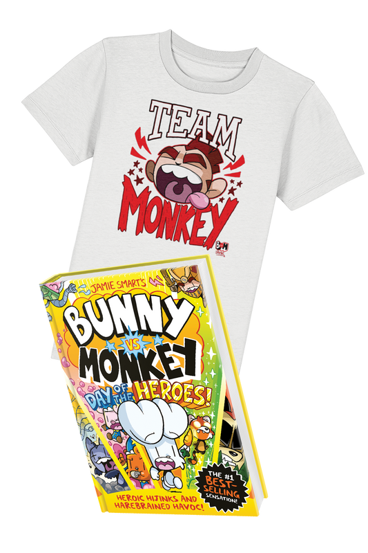 Bunny vs Monkey Team Monkey book and t-shirt bundle