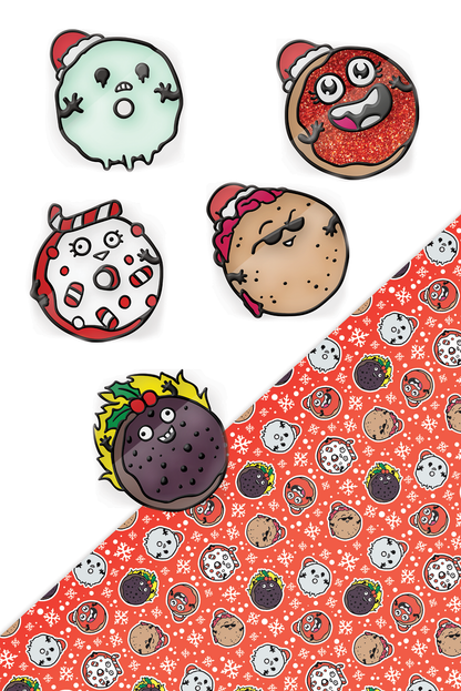 Donut Squad festive pin badges gift bundle