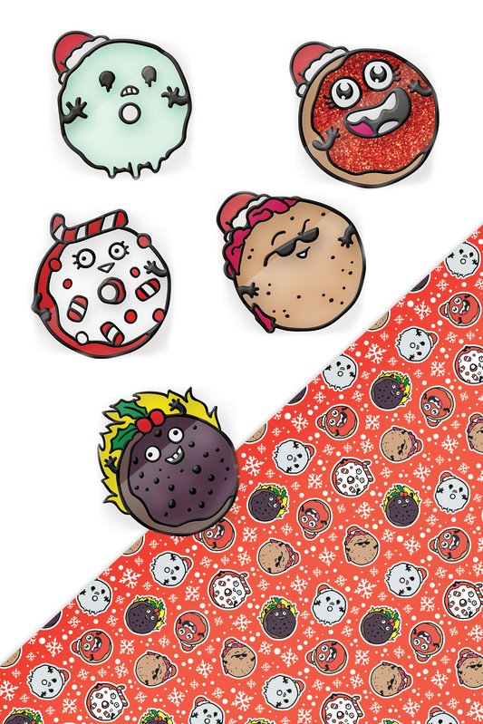 Donut Squad festive pin badges gift bundle