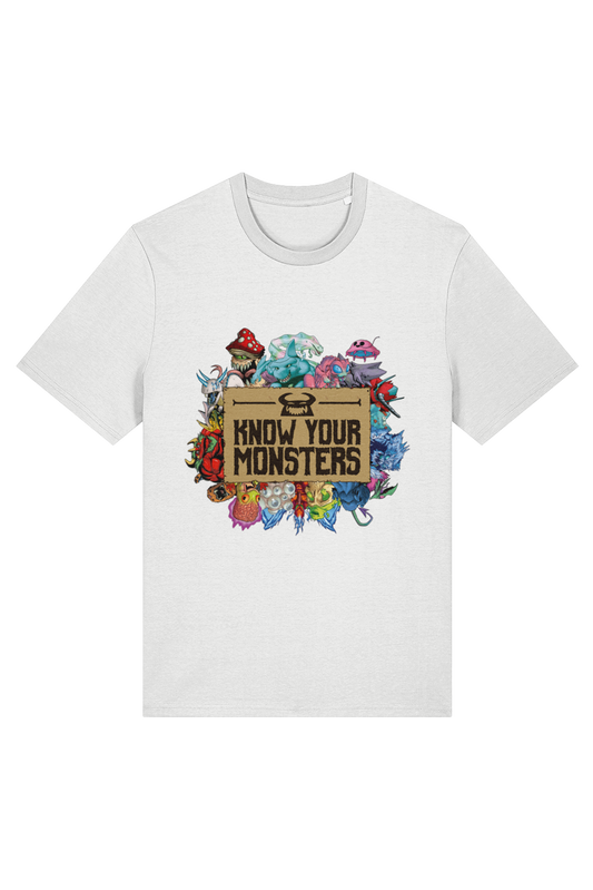 Know Your Monsters Group Shot Logo adult t-shirt