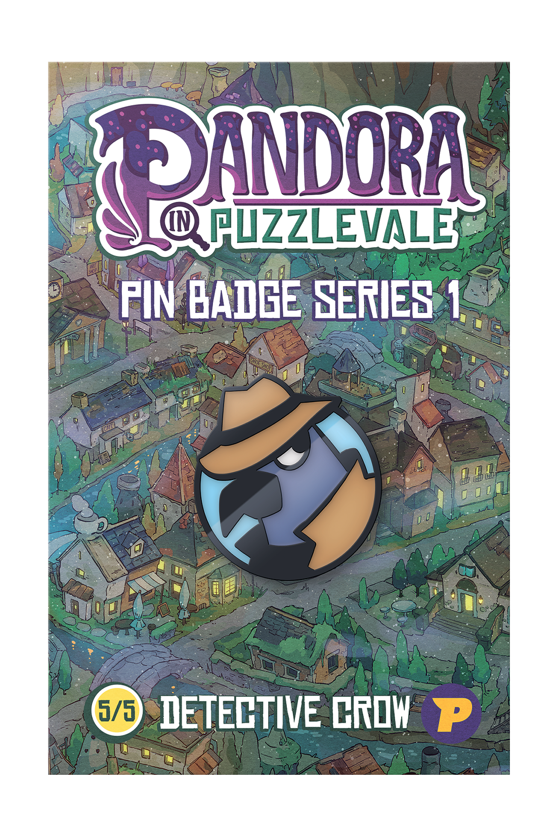 Pandora in Puzzlevale Detective Crow pin badge