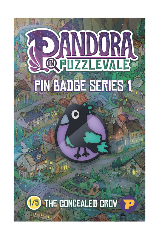 Pandora in Puzzlevale The Concealed Crow pin badge