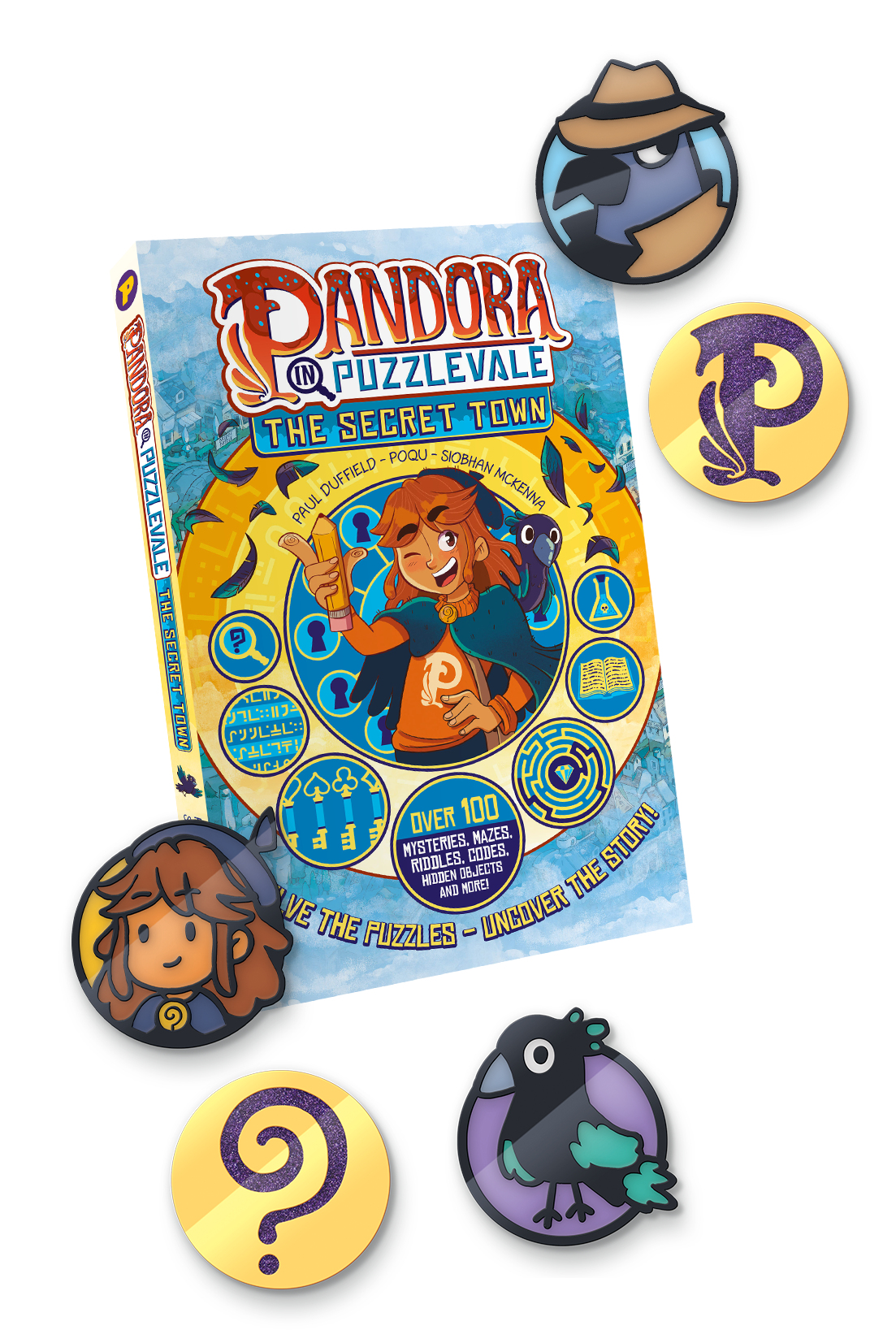 Pandora in Puzzlevale book and pin badges bundle