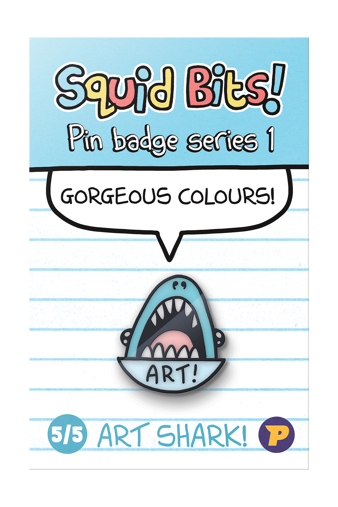 Squid Bits Art Shark pin badge