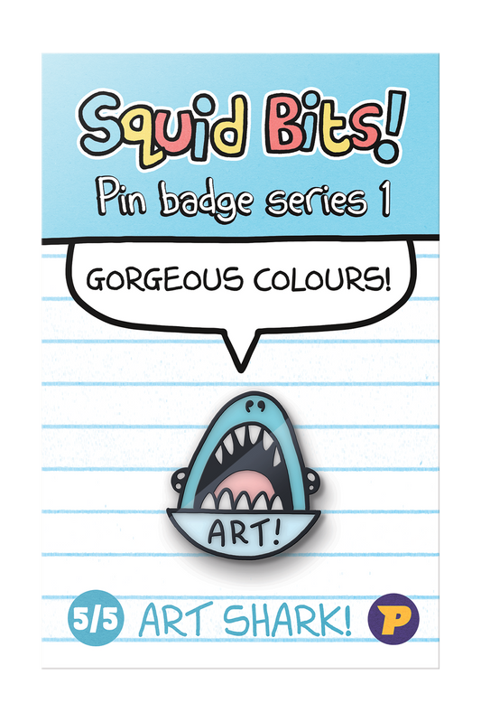 Squid Bits Art Shark pin badge