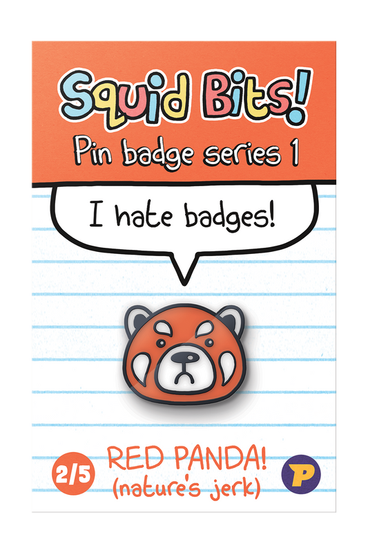 Squid Bits Red Panda pin badge