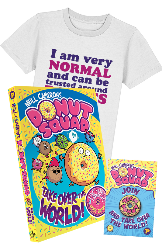 Donut Squad "I am very normal" book and t-shirt bundle