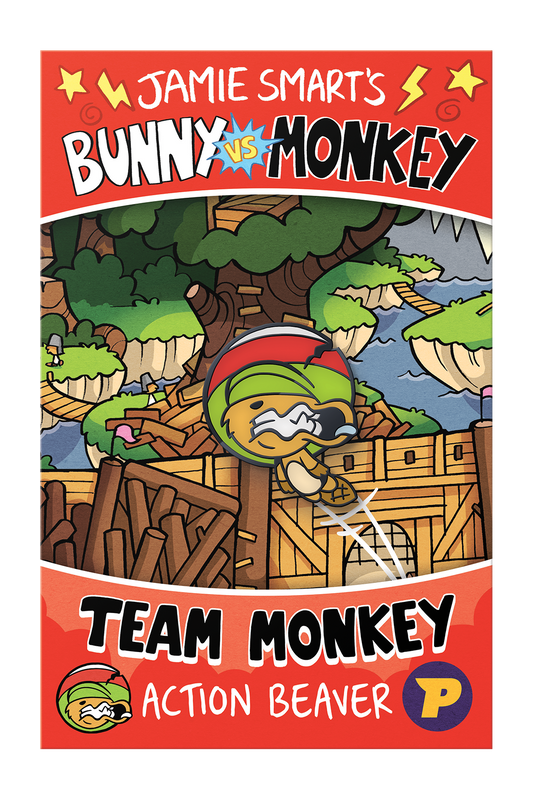 Bunny vs Monkey Action Beaver pin badge