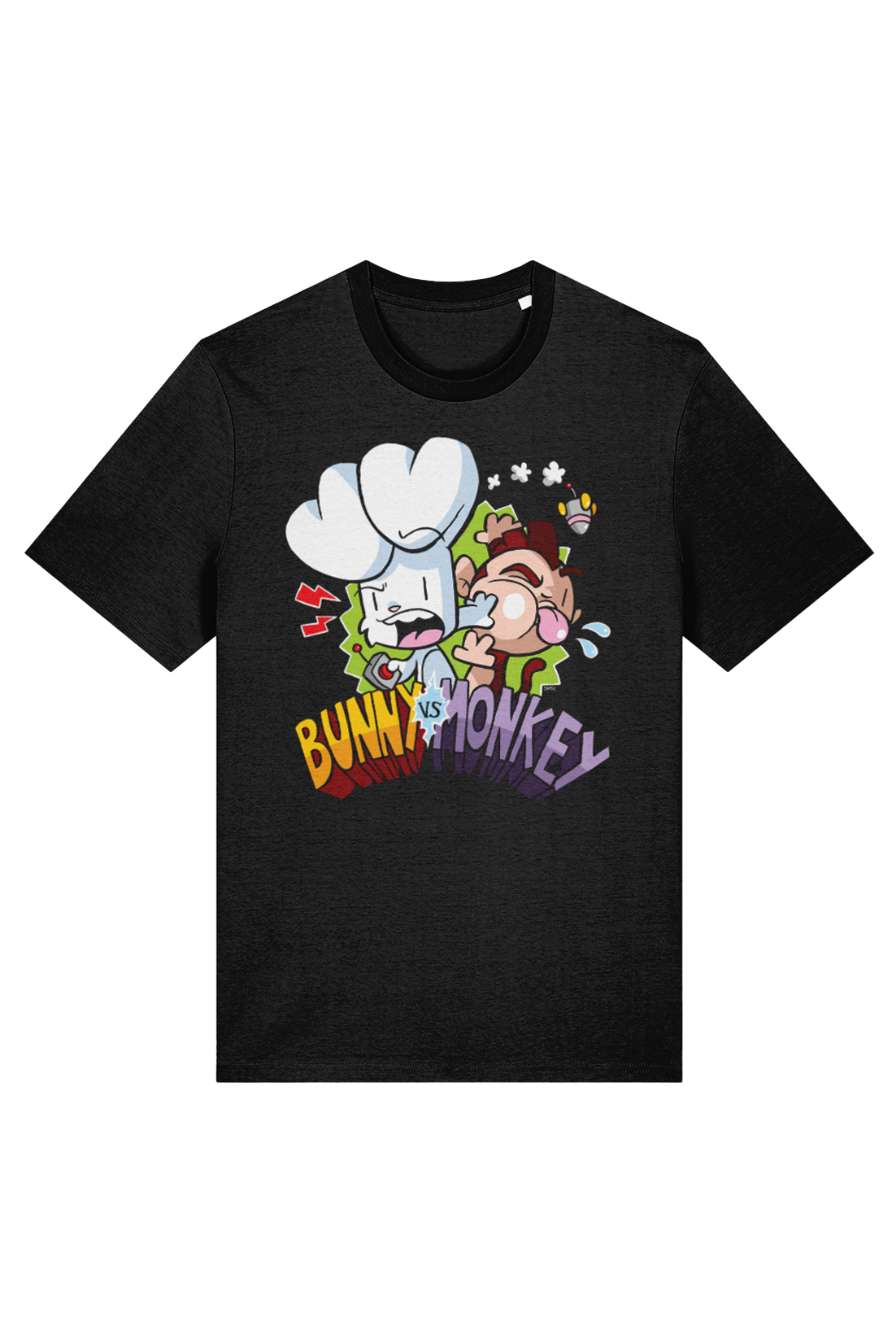 Bunny vs Monkey adult t-shirt