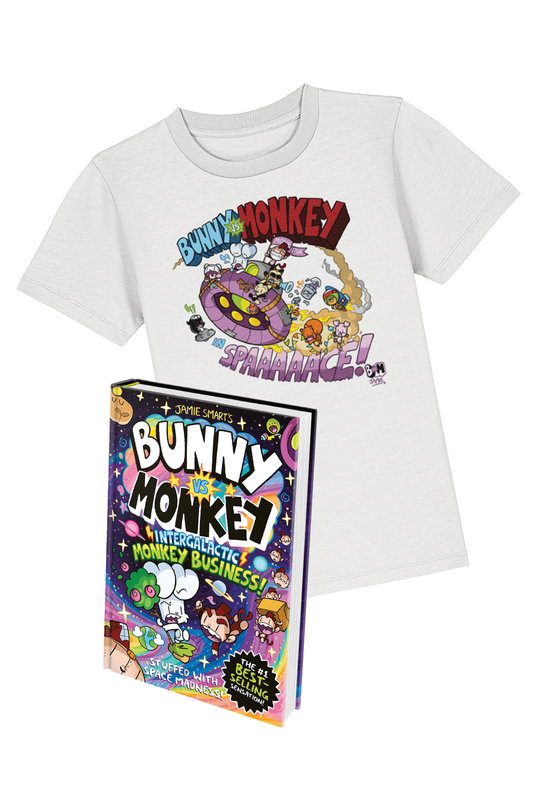 Bunny vs Monkey Intergalactic book and t-shirt bundle
