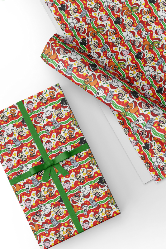 Bunny vs Monkey Christmas wrapping paper pack