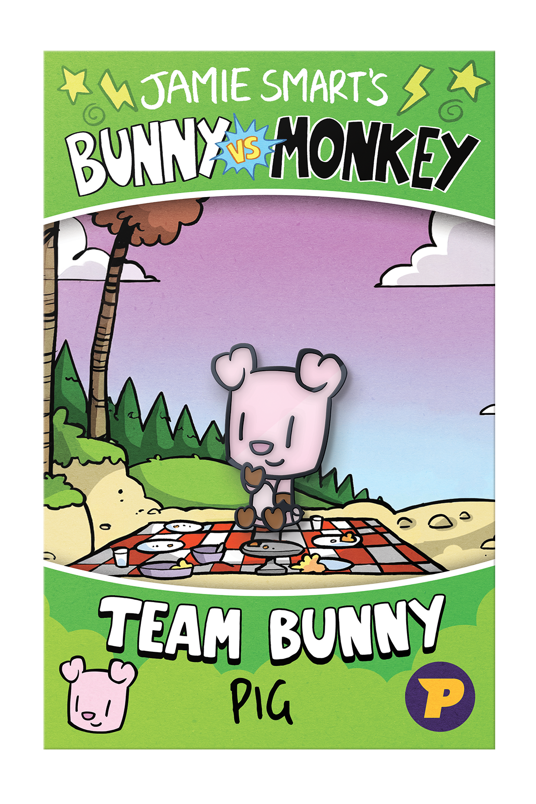 Bunny vs Monkey Pig pin badge