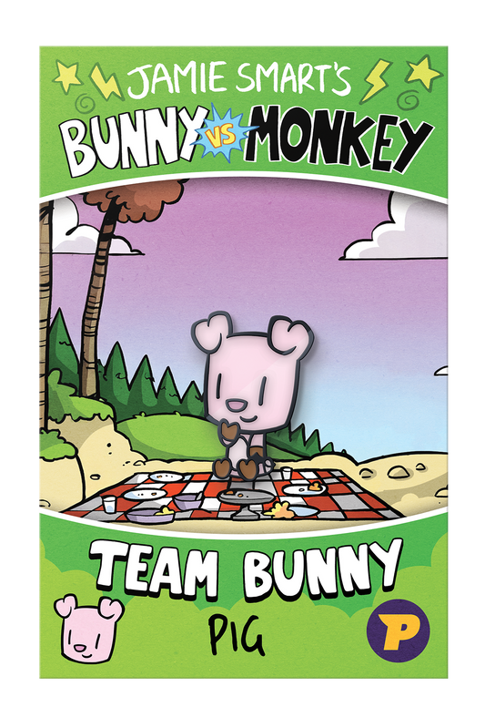 Bunny vs Monkey Pig pin badge