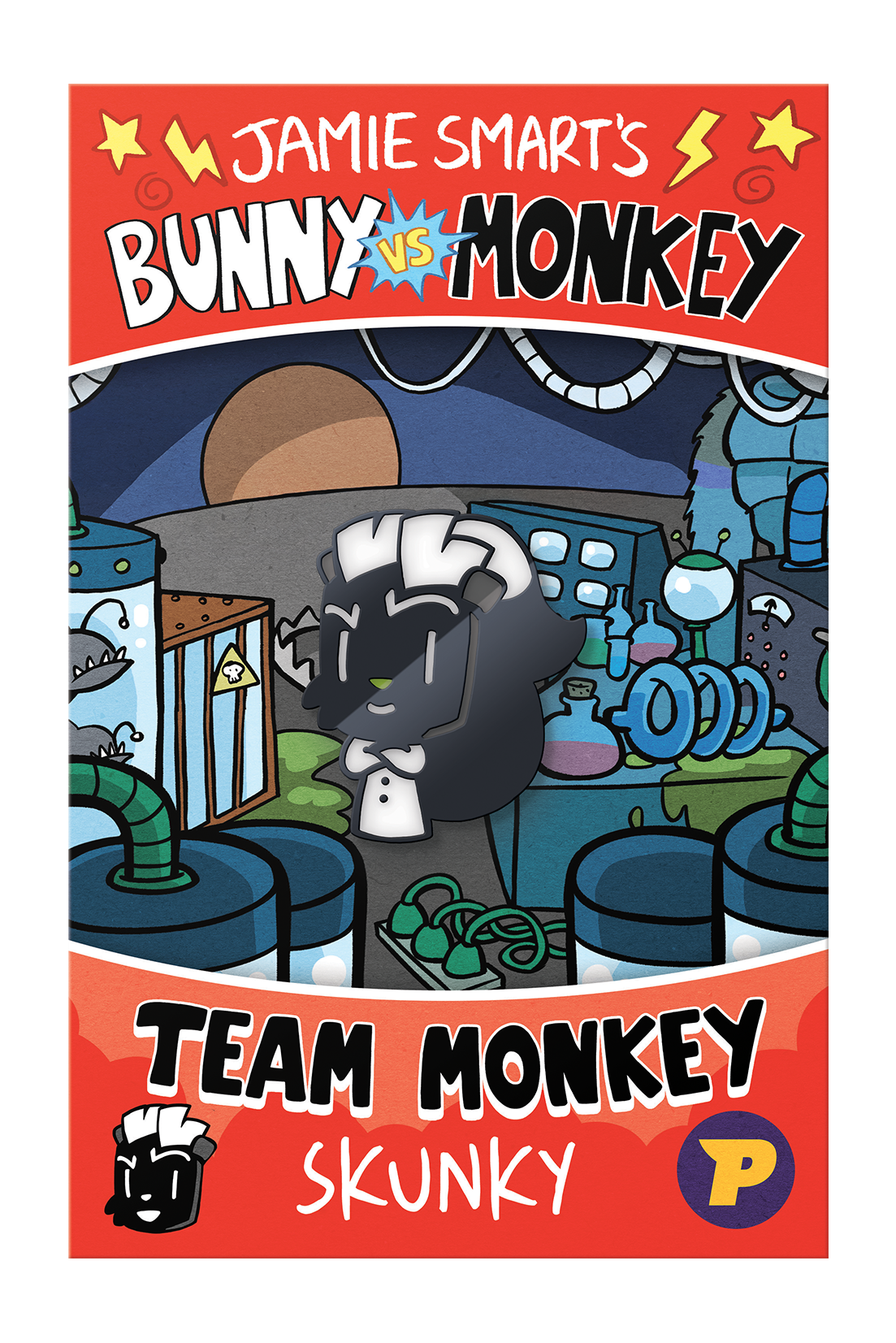Bunny vs Monkey Skunky pin badge