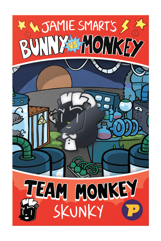 Bunny vs Monkey Skunky pin badge