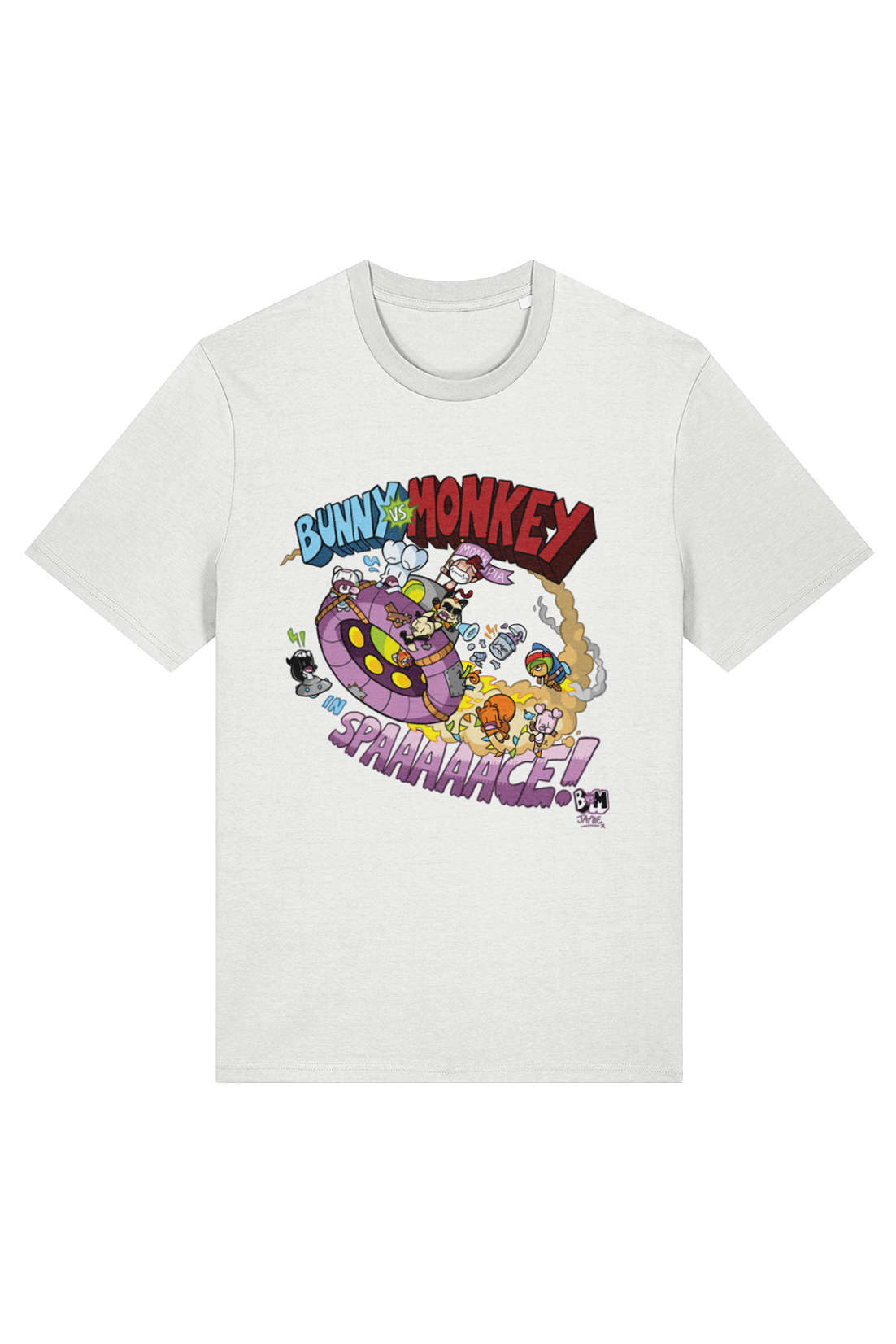 Bunny vs Monkey In Space adult t-shirt