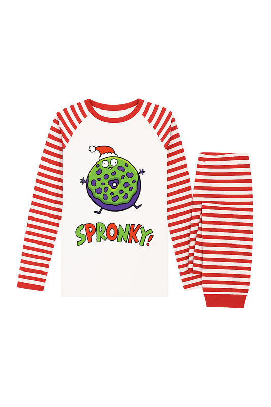 Donut Squad Christmas pyjamas red and white with Spronky - adult sizes