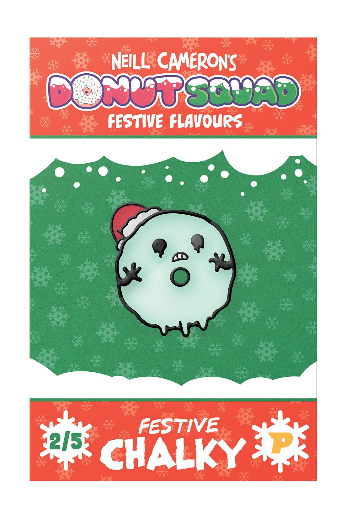Donut Squad Festive Chalky pin badge