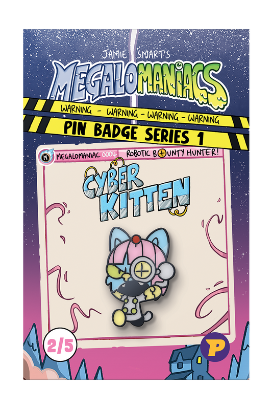 Megalomaniacs Cyber Kitty pin badge