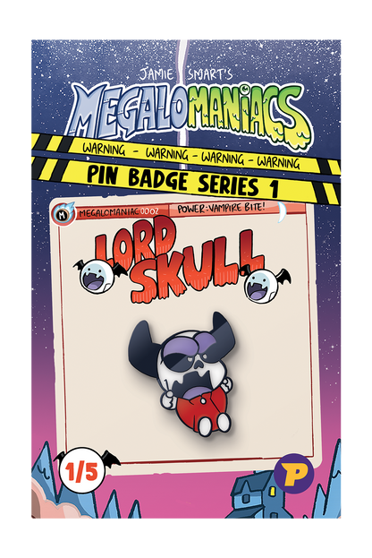 Megalomaniacs book and badges bundle