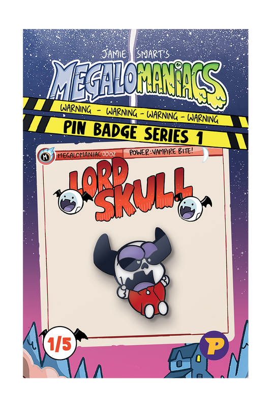 Megalomaniacs Lord Skull pin badge